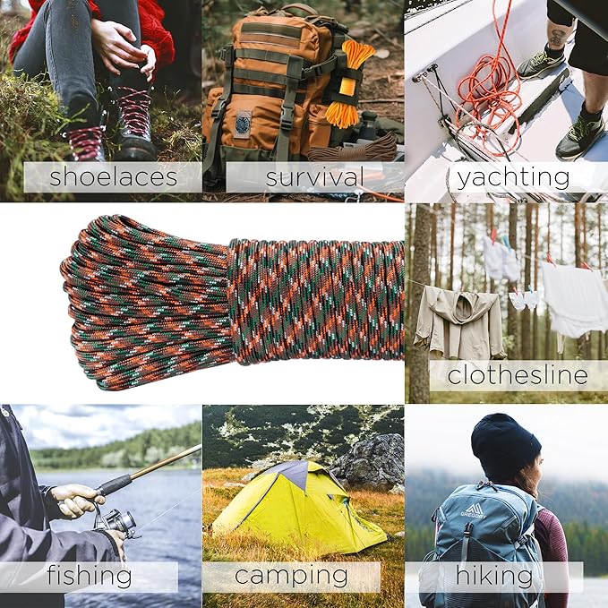 TECEUM Heavy Duty Rope 1000 – 1000ft / 200ft / 100ft / 50ft – 40+ Colors – Utility Rope for Survival & Camping Gear – Nylon String, Camping Rope, para Cord, Utility Nylon Rope, Tent Cord