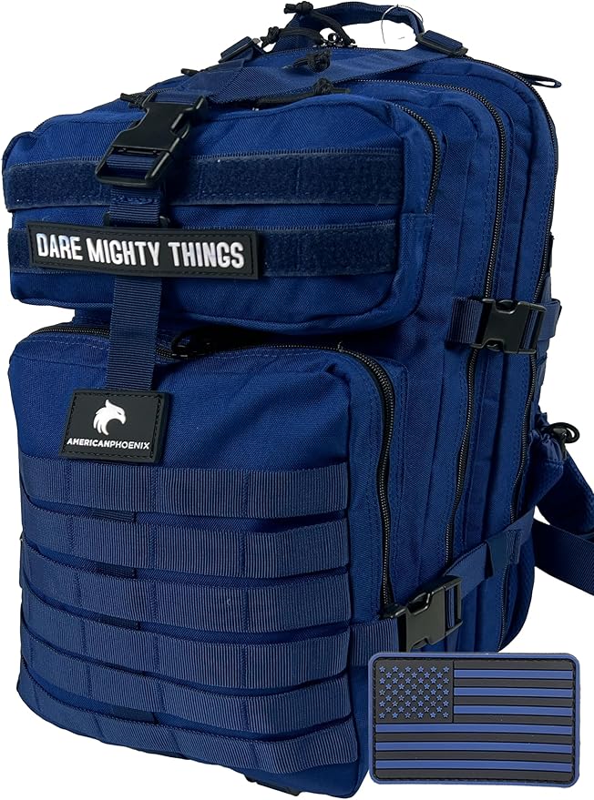 45L Elite Tactical Backpack | 3X Stronger Work & Military Backpack | Water Resistant and Heavy Duty | 3 Day MOLLE Bug Out Bag (Atlantic Blue)