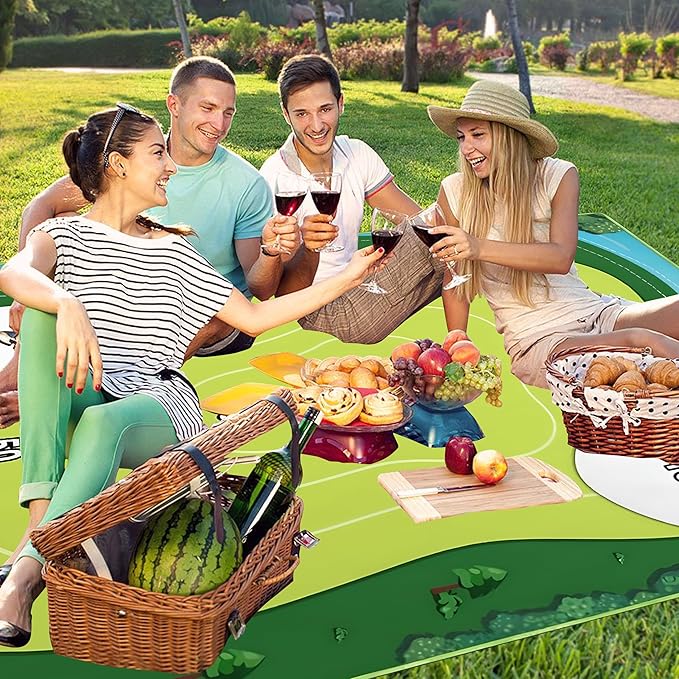 Extra Large Picnic Blankets Waterproof Foldable (80"x 80") Boho Beach Blanket Waterproof Sandproof,3-Layer Thicking Mat Outdoor Packable Camping Blanket