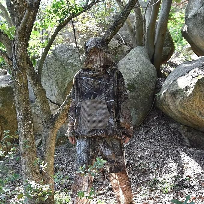 Mosquito Netting Suit Bug Net Mesh Clothing with Hood Outdoor Garden Hunting Camo Protection from Fly Insects Bugs