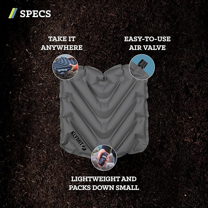 Klymit V Seat, Lightweight Inflatable Travel Cushion, Best for Camping, Bleachers, or Glassing Pad , Gray