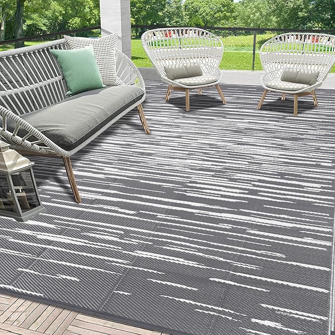 HEBE Outdoor Rug 8'x10' Waterproof for Patios Clearance, Reversible Plastic Straw Rug Camping Carpet, Indoor Outdoor Area Rugs Patio Mats for RV,Picnic,Backyard,Deck,Balcony,Porch