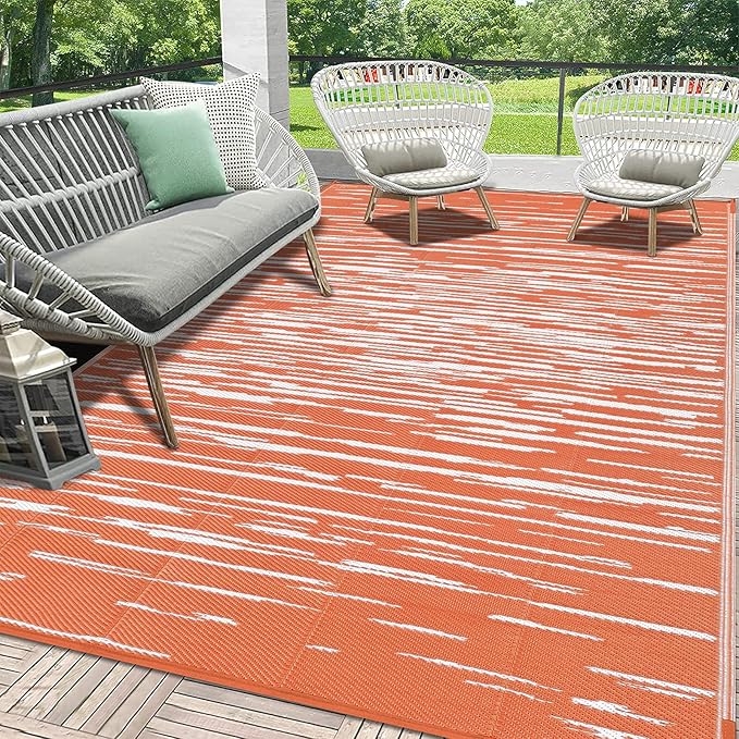 HEBE Outdoor Rug 6'x9' for Patios Clearance Waterproof Patio Mat Plastic Straw Rug Reversible RV Camping Tent Rug Outside Indoor Outdoor Area Rugs for RV,Deck,Beach,Balcony,Camper