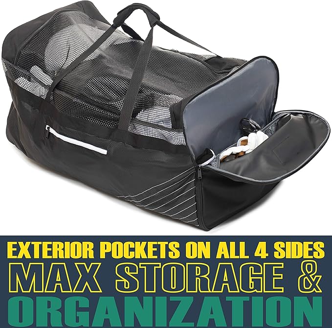 Athletico Hockey Duffle Bag - 35" Large Ice Hockey Duffel XXL Travel Bag for Equipment & Gear, with Included Organizer Caddy (Back)