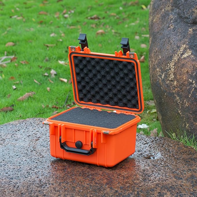 MEIJIA Portable All Weather IP67 Waterproof Camera Case,hard case with Customizable Fit Foam,Fit Use of Drones,Camera,Equipments,10.62 x9.68x6.87inches(Orange)