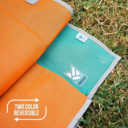 CGEAR Original Sand-Free Outdoor Rug Camping Mat - Water-Resistant & Anti-Fade Material - Military-Grade - Reversible Design - Area Rug for Beach, RV, & Picnics - Includes Travel Bag