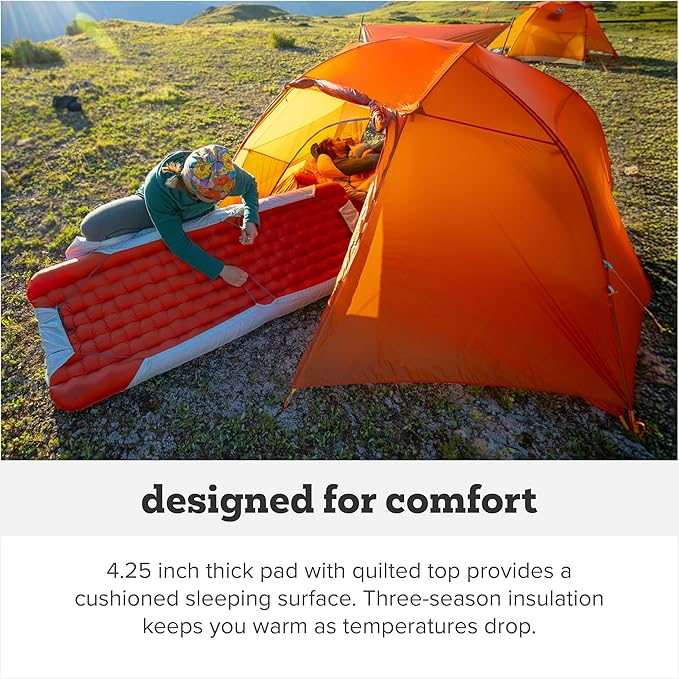 Big Agnes Rapide SL - Insulated Sleeping Pad, Ultralight, All Season Compact Backpacking and Hiking, Pumphouse Sack Included, Orange, 20x66 Petite