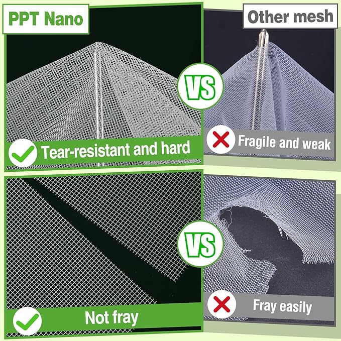 Stronger Garden Mesh Netting - 10 x 12 ft PPT Nano Bird Net Barrier, Mosquito Netting Screen for Outdoor Plants Vegetables Patios Balconies Terraces, Shading Rate 20% (White)