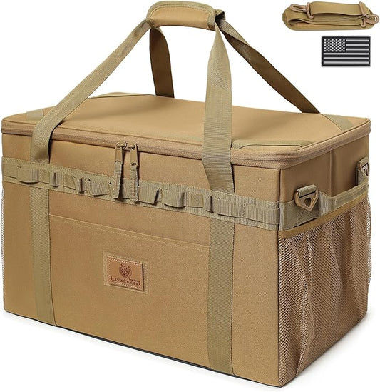 Tactical Camping Storage Bag Utility Tote Bag Camping Kitchen Organizer with Axe Holder & Shoulder Strap