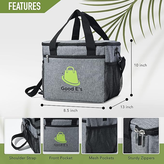 Good E’s Reusable 6 Cups Insulated Beverage Bag, Portable Cooler Tote with 5 Divider, Shoulder Strap & Side Pockets, Drink Caddy Cup Holder Carrier for Delivery Travel, Insulated Picnic Bag (6 Cups)