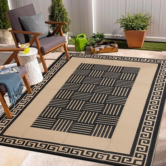 Outdoor Rug 9x12 ft Waterproof, Reversible Outdoor Plastic Straw Rug for Patios Clearance, Outdoor Area Rug Carpet RV Mat for Camping Backyard Deck Porch