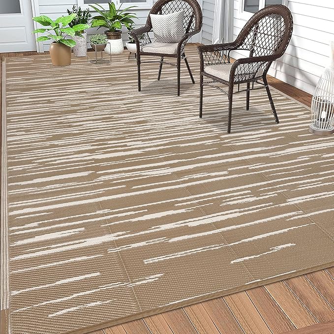 HEBE Outdoor Rug 5'x8' for Patios Clearance Waterproof Patio Mat Plastic Straw Rug Reversible RV Camping Tent Rug Outside Indoor Outdoor Area Rugs for RV,Deck,Beach,Balcony,Camper