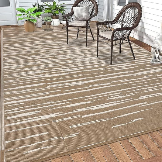 HEBE Outdoor Rug 5'x8' for Patios Clearance Waterproof Patio Mat Plastic Straw Rug Reversible RV Camping Tent Rug Outside Indoor Outdoor Area Rugs for RV,Deck,Beach,Balcony,Camper
