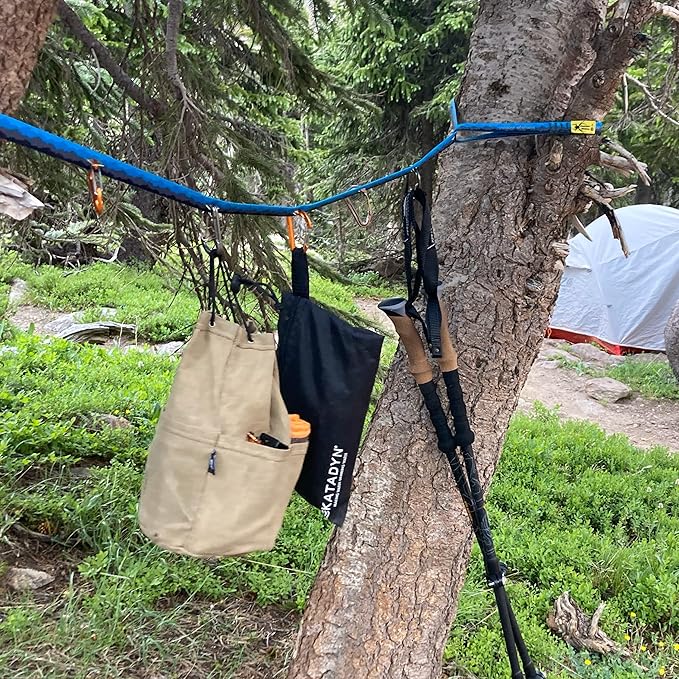 Charlotte’s Webbing™ Camp Organizer – 12' Gear Hanging Clothesline System with Adjustable Webbing, Aluminum Carabiners & Clips | Overlanding, Camping, Water Sport & Garage Organization