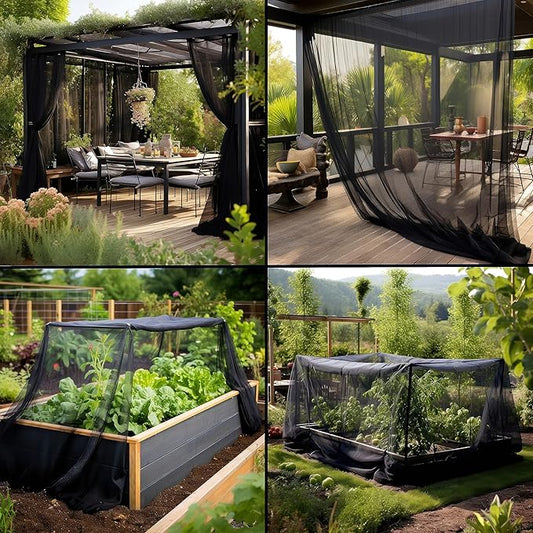 Black DIY Mosquito Net Fabric | 10x20 FT Netting | Insect Cover for Garden, Patio, Outdoor & Windows | Multiple Sizes in Black, White & Green | Raised Bed Screen Mesh Barrier