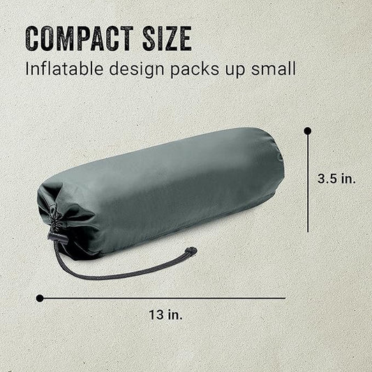 Coleman Kompact Inflatable Camp Sleeping Pad with Built-in Air Valve and Included Carry Bag, No Pump Needed, Textured Grip Bottom Keeps Pad in Place, Premium/Basic