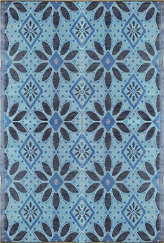 BalajeesUSA Outdoor Rug – 6x9, Sky Blue, Grey, Reversible Recycled Plastic Straw Rug Waterproof Outdoor Patio Rugs Clearance Large RV Camper Mats 331