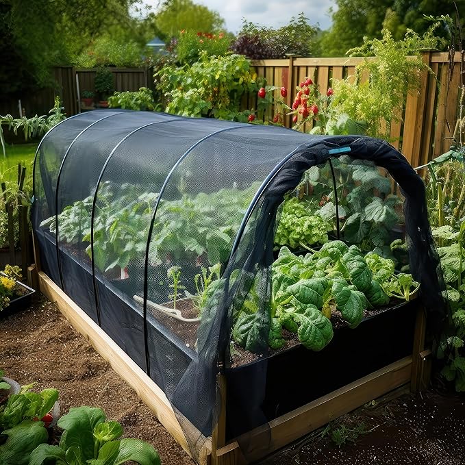 Garden-Netting Cover, 10x30 FT Black Polyester, Multipurpose Netting for Outdoor & Indoor Use, Protects from Insects, Birds, Deer etc., Adjustable Size, Premium Quality