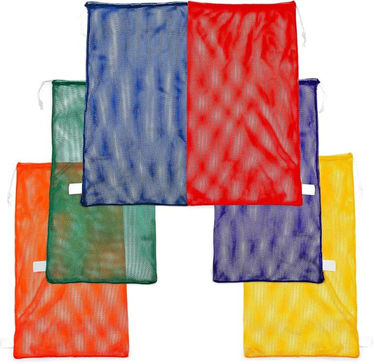 Champion Sports Mesh Equipment Bag – Heavy-Duty Nylon Drawstring Bag with Lock & ID Tag, Breathable Storage Sack for Balls, Swim Gear, Laundry & Toys, Multiple Sizes & Colors