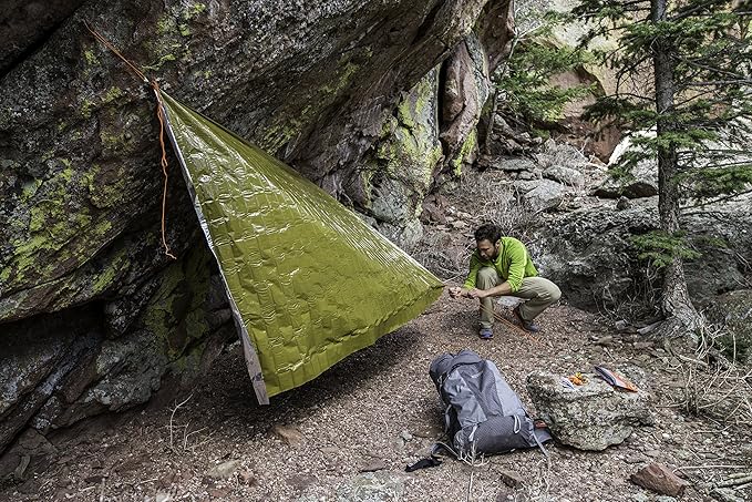 S.O.L. Survive Outdoors Longer 90% Heat Reflective Heavy-Duty Emergency Blanket - Thick, Rugged for Disaster Preparedness Kit - Waterproof, Windproof, Tear-Resistant - 58" x 98", 3.2 oz, Green