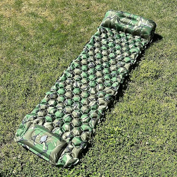 Self-Inflating Sleeping Mats for Camping, Extra Thick Camping Sleeping Mat, Self Inflating Camping Pad with Pillow, 75”x25” Ultralight, Sleeping Bag Pad Built-in Foot Pump Tent, Hiking & Picnic.